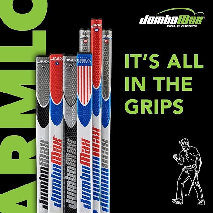 JumboMax Putter Grips JumboFlat 17 Golf Putter Grip, Oversize ArmLock Grip Profile, Red/White/Blue w/USA Flag