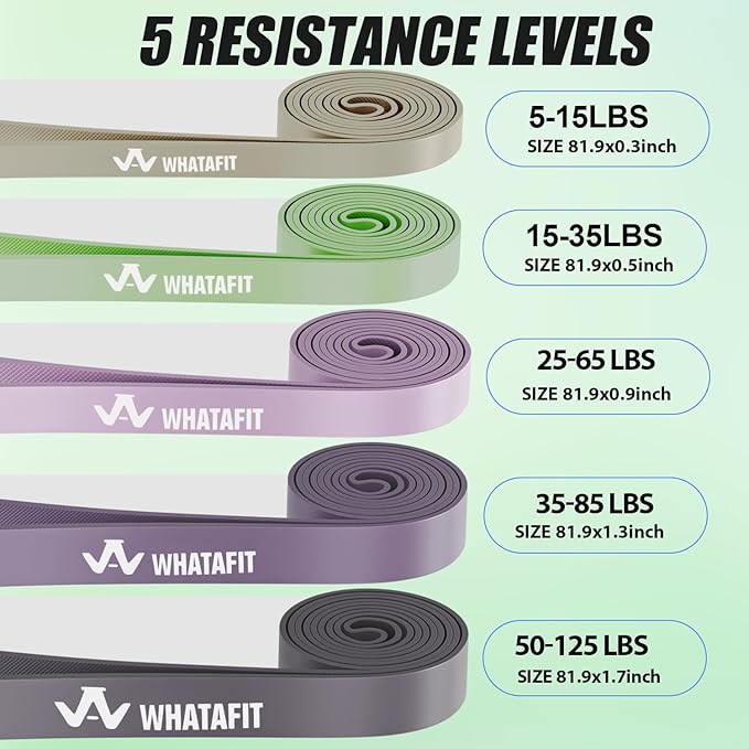 WHATAFIT Resistance Bands,Pull Up Assist Bands Set with Handles, Exercise & Workout Bands with Door Anchor for Men & Women – Home Fitness Equipment for Strength Training, Stretching