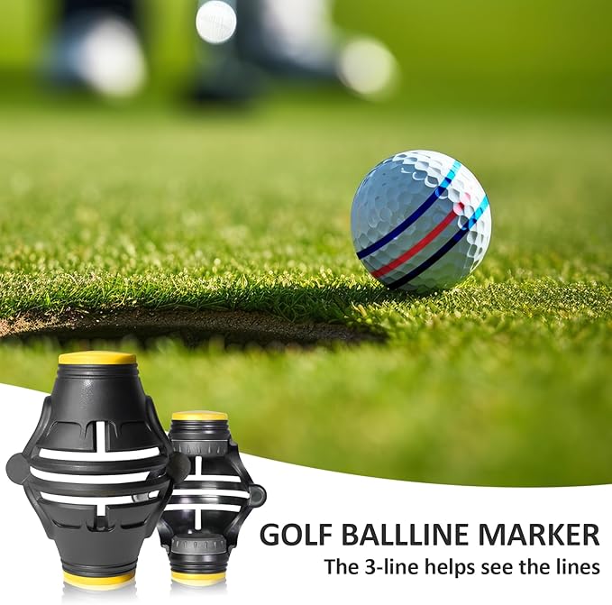 1 Pack 360° Triple Line Golf Ball Marker，Golf Ball Line Marker Tool，Golf Ball Marker Stencil，Alignment Ball Marker，Golf Accessories