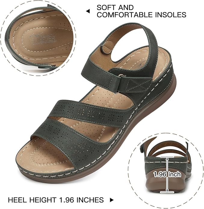 SHIBEVER Women's Wedge Sandals Platform: Comfortable Dressy Arch Support Ankle Strap - Summer Open Toe Women Sandals