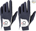 FINGER TEN Men's Golf Gloves for Right Left Handed Golfer Rain Grip Value 2 Pack, Golf Glove for Left or Right Hand Hot Wet Weather No Sweat Black Gray White Blue