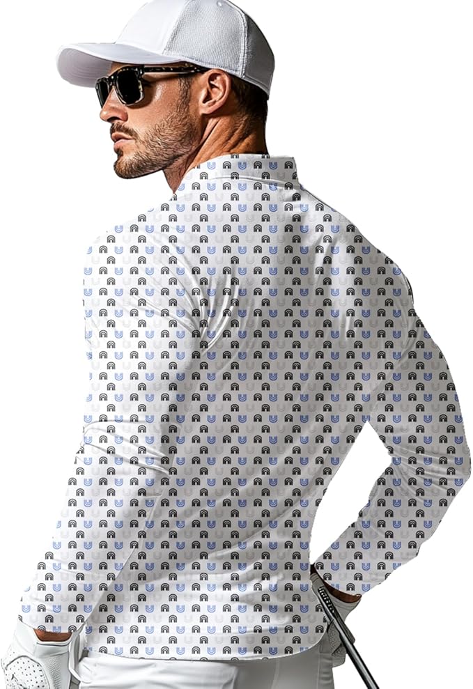 Men's Long Sleeve Golf Shirt Quick Dry 3 Button Work Fishing Outdoor Casual Collar Shirt