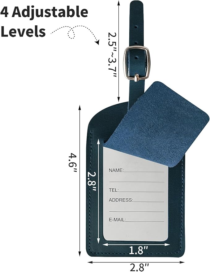 Ringsun Genuine Leather Luggage Tag for Suitcases ID Tags Bag Tags for Luggage (6 Pack)