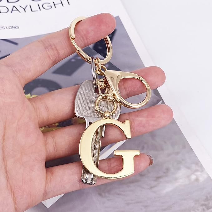 LAXPICOL Gold Letter A-Z Keychain for Women Bag Charms Purse Charms For Handbags Metal Alphabet Initial Letter Keychain