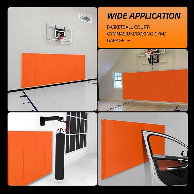 PROGOAL Gym Wall Paddings Basketball Court Wall Protection Pad - 2”Thick Foam Wall Mat Durable Protector for Wall-Mounted Basketball Hoops Garage Taekwondo（60" Lx20 W）