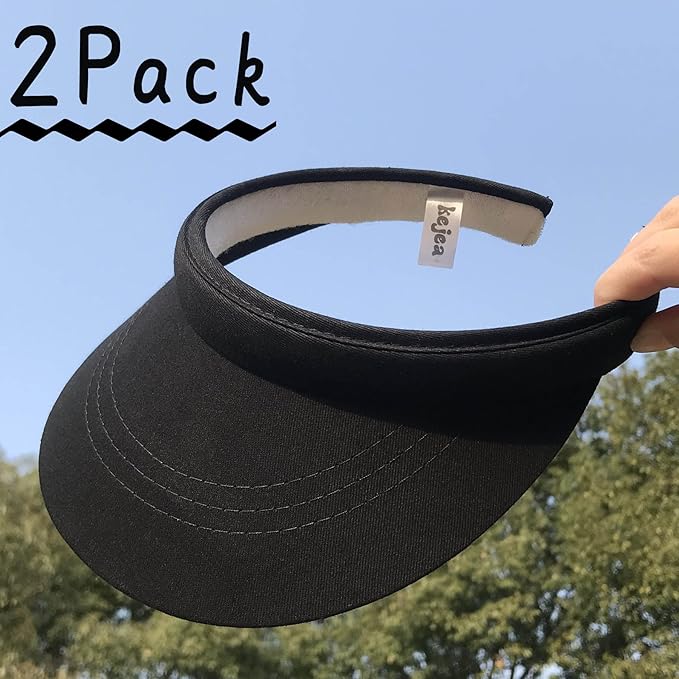 2 Pack Visor Women Men Sun Hat Clip On Visors Adjustable Sport Wide Brim Cap