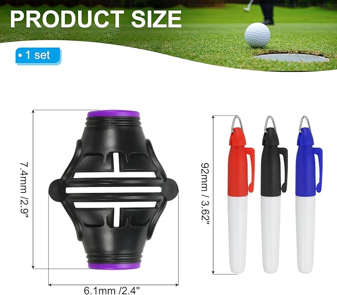 PATIKIL Golf Ball Marker Stencil 360 Degree Triple Track Golf Ball Alignment Marking Tool Line Drawing Marker with Marker Pens for Men Women