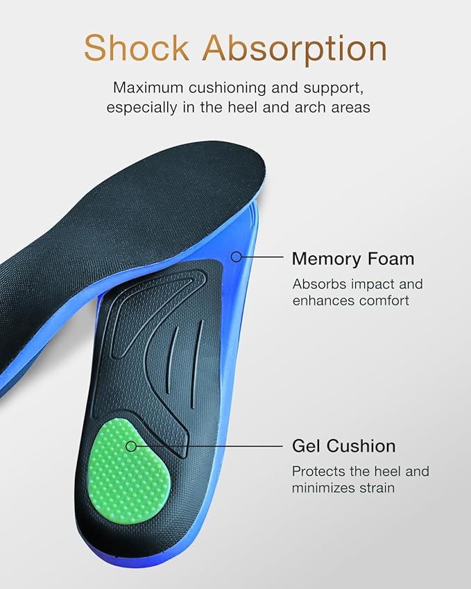 Premium Quality Gel Shoe Insoles from Japan, Shock Absorption, High Arch Support, Walking, Golf Insoles Men, Shoe Inserts Women, Shoe Insoles Women, Shoe Inserts Men, Unisex Sole Inserts, S