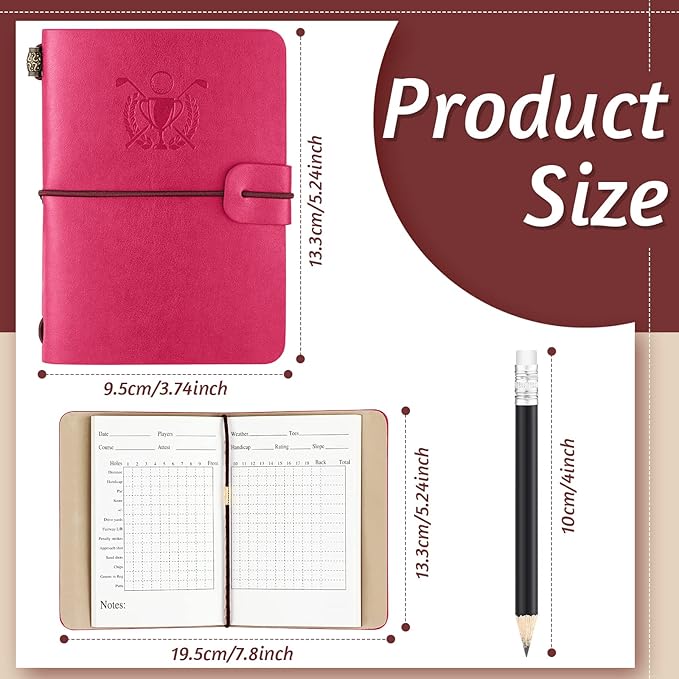 Yexiya Golf Scorecard Book with Pencil Leather Golf Journal Scorecard Holder Accessories Notebook Log Book Pocket Scorebook Gifts for Men Golfers, Sports and Outdoor Club Accessories