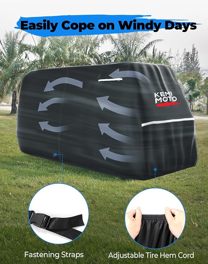 KEMIMOTO 600D Waterproof Golf Cart Cover, Universal Heavy Duty Large 8-Seater Golf Cart Rain Cover with Storage Bag Compatible with EZGO Club Car 6+2/8 Passenger, Black