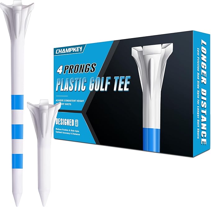 CHAMPKEY PRO 4-Prong Plastic Golf Tees 150 Pack - 70% Ball Contact Reduced for Less Friction and Maximum Distance Performance Golf Tees Plastic
