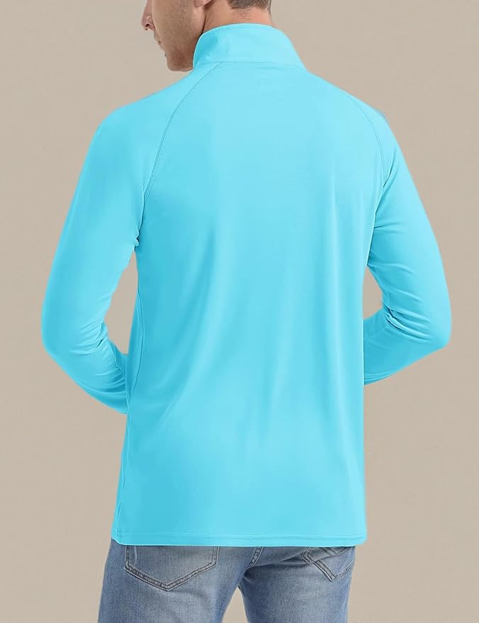 MAGCOMSEN Men's Long Sleeve Sun Shirts UPF 50+ Tees 1/4 Zip Up Fishing Running Rash Guard T-Shirts Outdoor Shirt