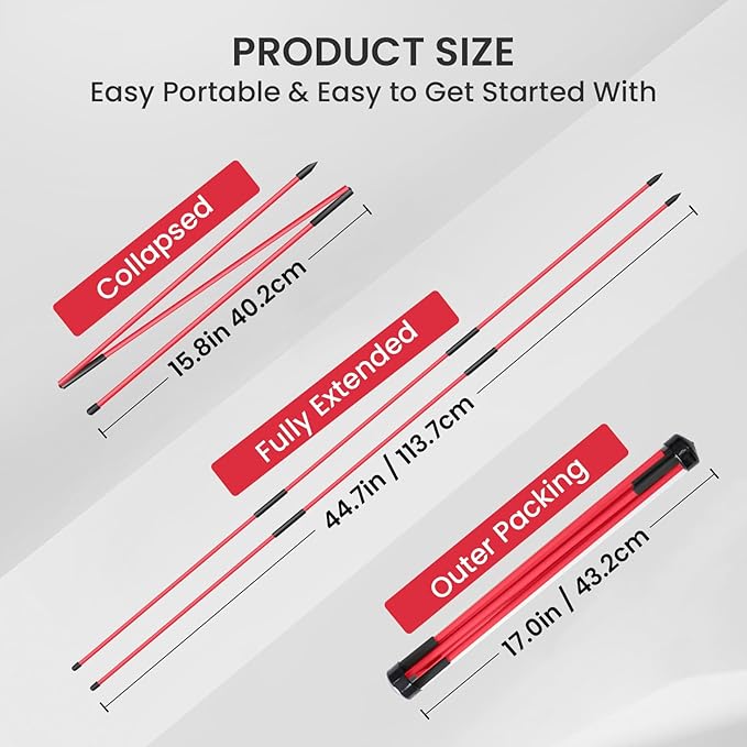 FINGER TEN Golf Alignment Sticks Rods Swing Trainer Tools 48 Inch 2 Or 3 Pack, Fits in Golf Bag Tour Stickers Practice Training Aid