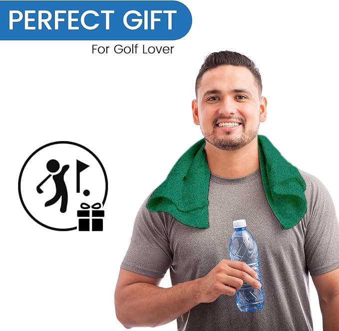 Personalized Passion Golf Towel with Embroidered Name - 16"x26" Custom Golf Towels with Clip - Soft & Highly Absorbent Plush Velour - Easily Wipes Away Sweat and Dirt - Gift for Golfers - Green