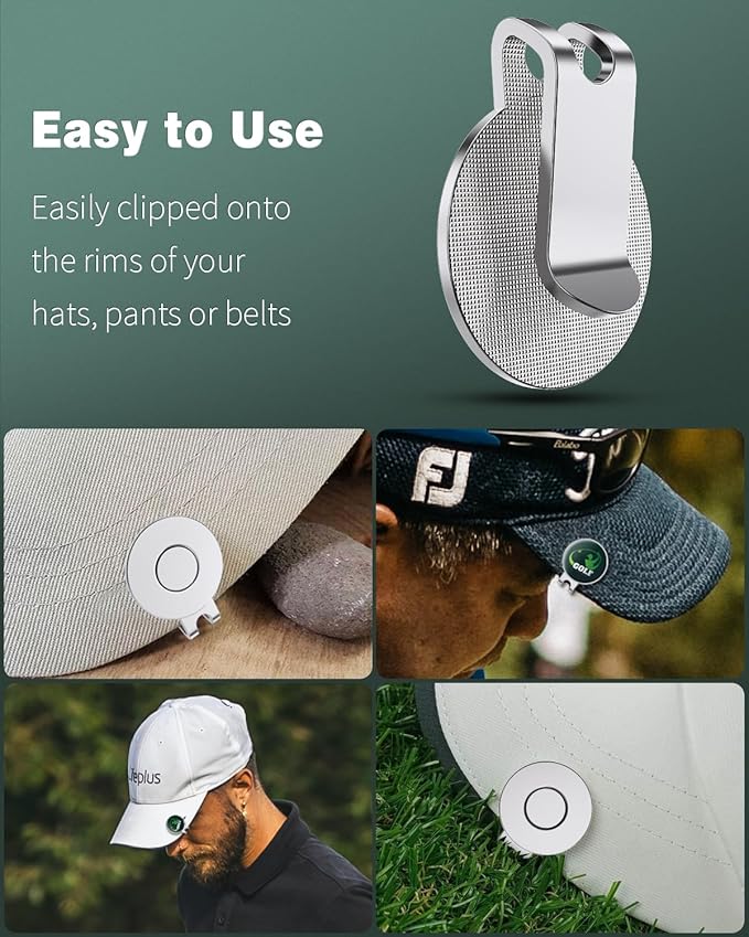 GreenHaven Golf Hat Clips Magnetic Golf Ball Marker Holders for Golf Hats Caps Pants Gloves Bags Visors Belts Nickel-Plated Alloy Clips for Metal Golf Ball Markers (Ball Marker Not Included)
