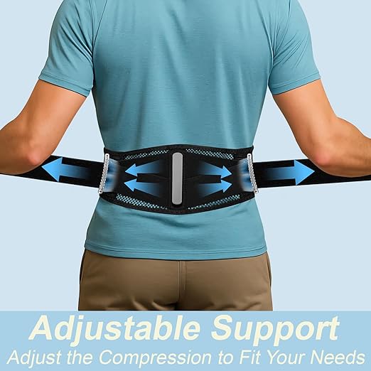 Thin & Lightweight Back Brace for Lower Back Pain Relief – Slim, Breathable Back Support Brace for Sciatica, Herniated Disc – Adjustable Lumbar Support Belt for Men & Women, All Day Comfort