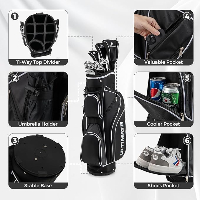 ULTIMATE Women's Complete Golf Club Set, 9/11pcs Right Handed Ladies Golf Clubs Set w/ 460cc Alloy Driver, #3 Fairway Wood, Hybrid, #6/#7/#8/#9/#P Irons & Putter