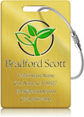 Personalized Luggage Tags - Custom Metal Luggage Tags for Suitcases, Backpacks and Bags with Your Personalized Club Logo Text (Gold)