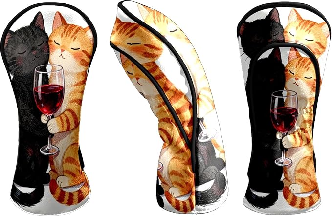 Golf Head Covers Leather Driver Headcover, Premium Golf Club Covers with Anti-Scratch Lining 1/3/5 Wood Head Covers for Golf Clubs for Women Men