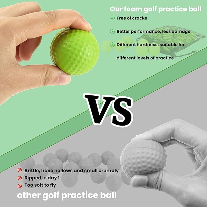 40 Pack Foam Golf Practice Balls - Realistic Feel and Limited Flight Training Balls for Indoor or Outdoor