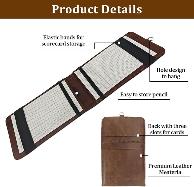 Leather Golf Scorecard Holder,Score Card Holder Golf,Yardage Book Cover,Golf Scorecard Book