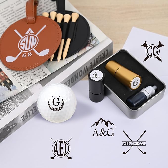 Custom Golf Ball Stamp, Personalized Golf Ball Stamp, Golf Ball Stamp Markers,Waterproof Ink Customizable Golf Ball Stamp, Gifts for Dad & Golfers
