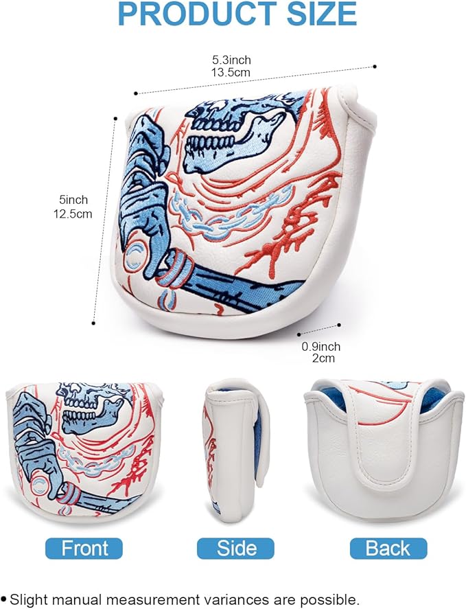 Golf Club Head Covers,1pc Mallet Putter Golf Headcovers for Woods, PU Leather with Advanced Embroidery for Most Brands