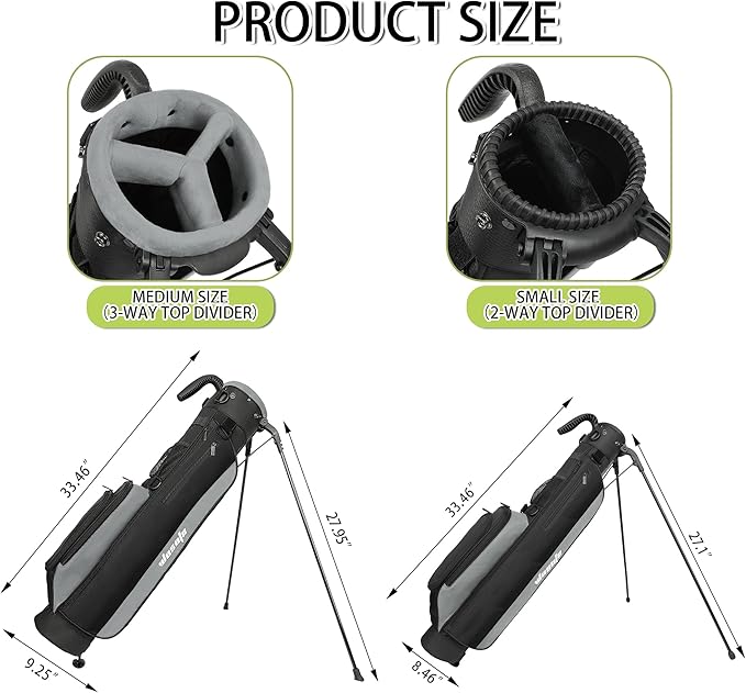 Golf Stand Bag,Lightweight Small Golf Bag,Medium Golf Carry Bag, 2-3Way Divider Men and Women with Adjustable Shoulder Strap Multiple Pockets with Golf Putter Covers