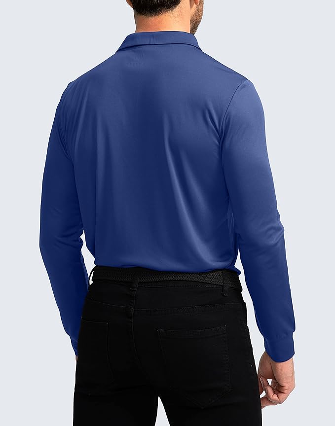 Men's Polo Shirt Long Sleeve Golf Shirts Lightweight UPF 50+ Sun Protection Cool Shirts for Men Work Fishing Outdoor