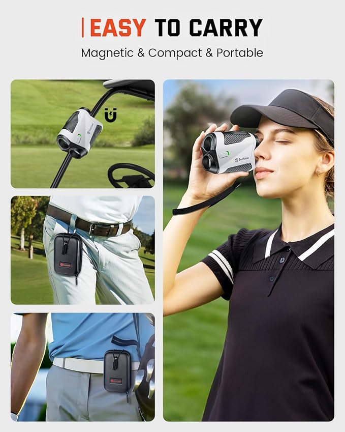Golf Rangefinder with Slope -1500 Yards Laser Range Finder Golf for Hunter, High-Precision Flag Pole Locking Vibration, 7X Magnification, USB-C Rechargeable Rangefinders Magnet Strip