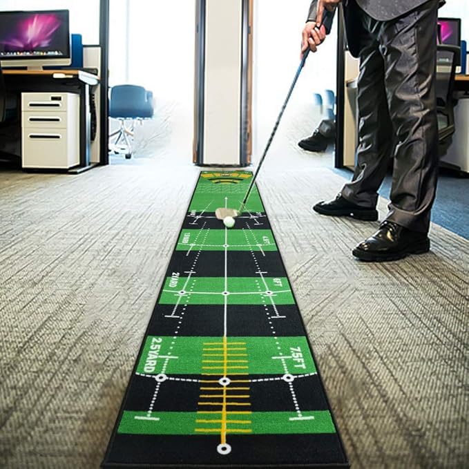 Golf Putting Green Mat 10 ft X 20 in Training Aid Mat, Multi Distance Mark Practice Putting mats,Anti-Slip Backing Golf Putting mat for Indoor/Outdoor Hitting Mat for Golf Enthusiast