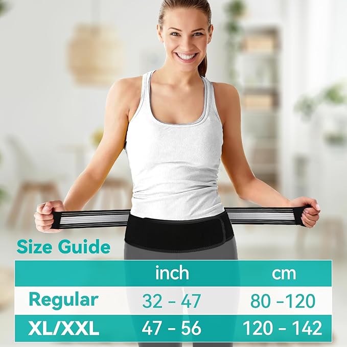 Lightweight Back Brace for Lower Back Pain Under Clothes - Relief from Sciatica, Hip and Spine Pain - Breathable & Adjustable Lumbar Support Belt for Home, Work and Exercise-Suitable for Women&Men XL