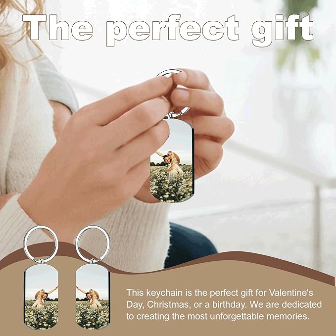 Custom Keychains with Picture Personalized Photo Logo Text Customized Key Chain for Boyfriend Dad Men Women Gifts
