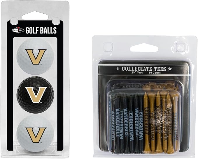 Team Golf NCAA Logo Imprinted Golf Balls (3 Count) & 2-3/4" Regulation Golf Tees (50 Count), Multi Colored