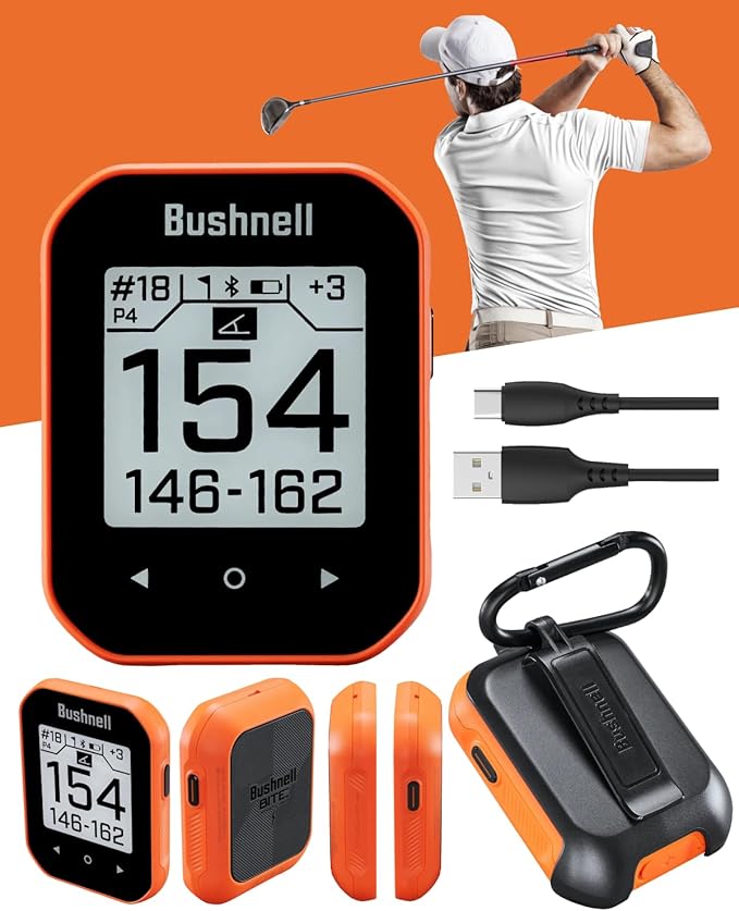 Wearable4U - Bushnell Phantom 3 GPS Rangefinder Orange with BITE Magnetic Mount and GreenView with Lens Cleaning Cloth Bundle