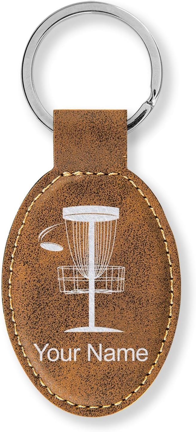 LaserGram Oval Keychain, Disc Golf, Personalized Engraving Included