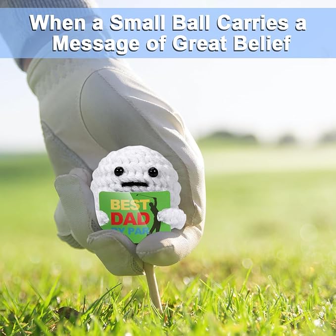 AICase Golf Gifts for Dad, Best Dad by Par, Funny Father's Day Christmas Birthday Crochet Golf Ball Presents Gag Gift Ideas Cool Stuff for Men Golfers Daddy Father Papa from Daughter Son