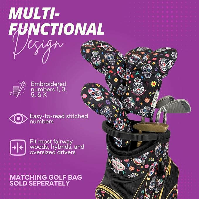Taboo Fashions Resort Collection Golf Club Covers for Women - Numbered Golf Headcovers Set for Driver, Fairway and Hybrid Clubs - Weather Resistant, Pack of 4