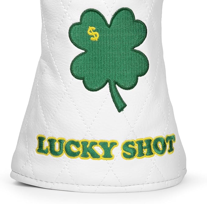 Golf Club Covers, 1pc or 3pcs Golf Headcovers Set 1 3 h, White PU Leather Driver Headcover, 3 Wood Cover, Hybrid Headcover Lucky Clover Style Golf Club Protective Case