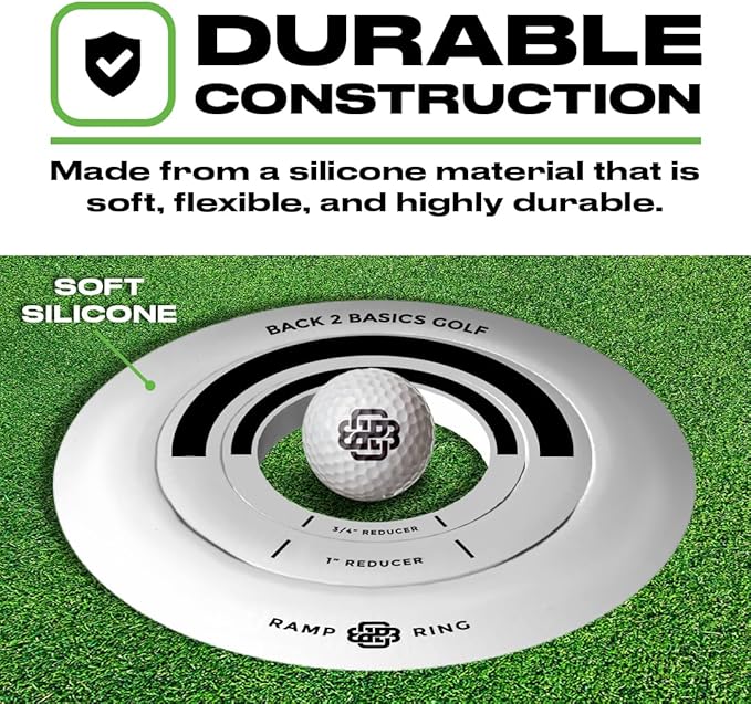 BACK 2 BASICS Golf Putting Rings 3-Piece Set, Golf Tool for Putting Practice Indoor and Outdoor, Ramp Ring & Hole Reducers for Precision Training, Accuracy Drills at Home, Office & Backyard Setups