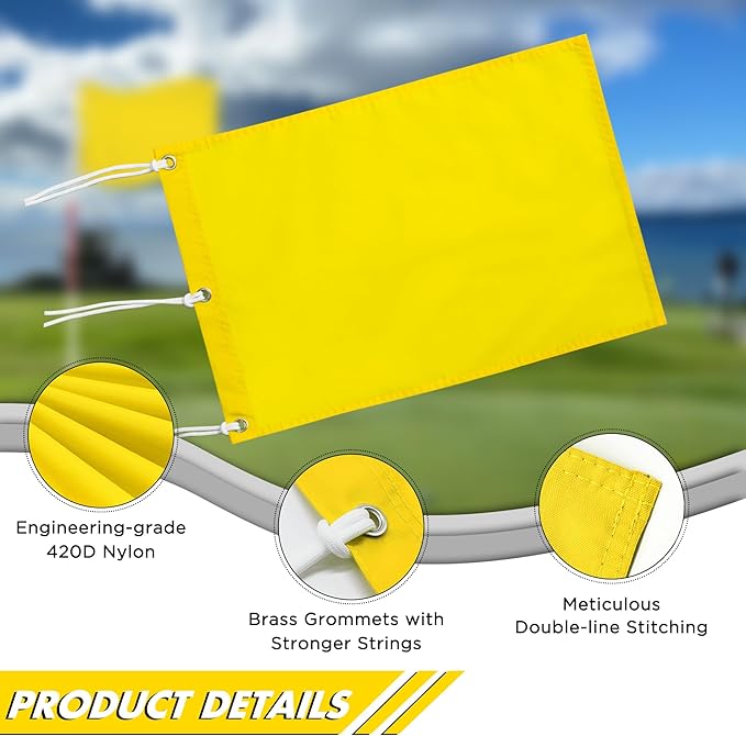 KINGTOP Golf Flag 20x14 Inch - 420D Nylon, Brass Grommets - Standard Putting Green Flags for Backyard Practice, Golf Courses, Country Club