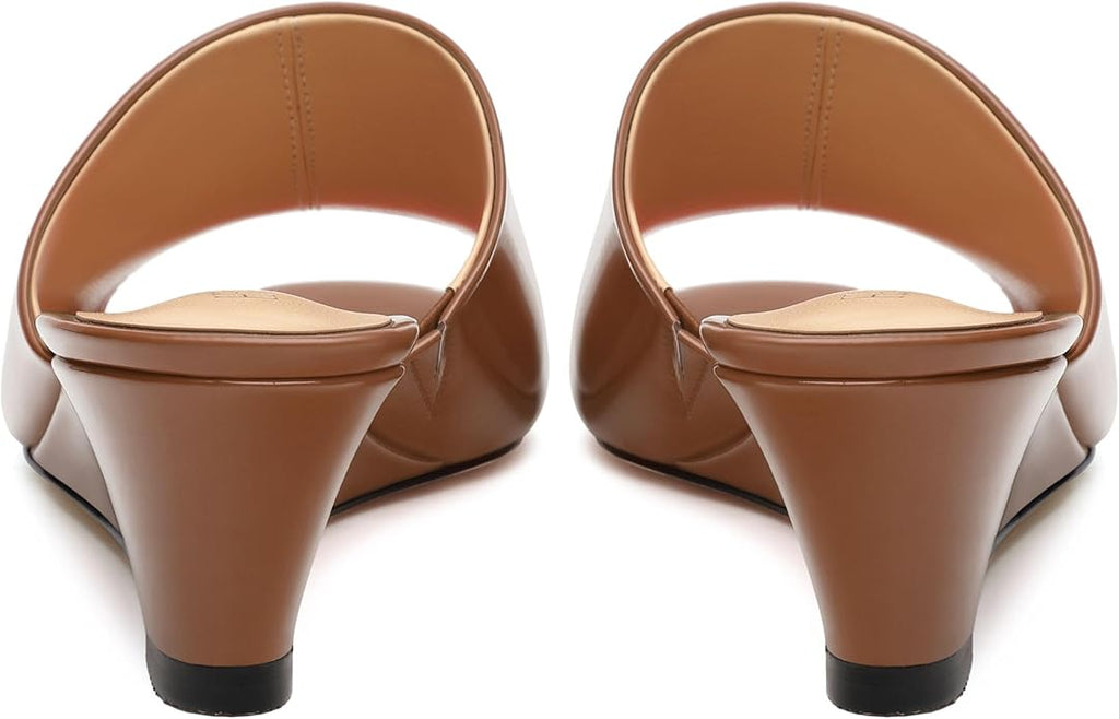 Wedge Sandals for Women Open Toe Wedge Heels Womens Matte High Heel Sandal Round Toe Heeled Wedge Sandals Slip on Casual shoes 2 inch