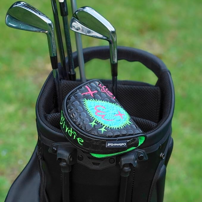 Craftsman Golf DF3 Putter Cover Golf Headcover Center Shaft Birdie Design OZ1 Headcover Mallet Putter Cover with Magnetic Closure for Driver Mid Mallet Putter Heel Shafted