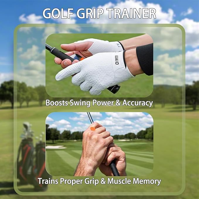 Golf Swing Trainer T Grip Aid – Golf Grip Trainer, Rubber Golf Training Aid for Correct Posture, Two Sizes with Carry Bag