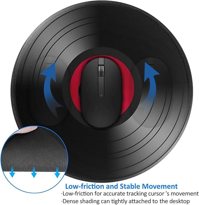 Record CD Mouse Pad, Mouse Pads for Desk, Stitched Edge Mousepad with Non-Slip Rubber Base, Gaming Mouse Mat for Computer Laptop Home Office