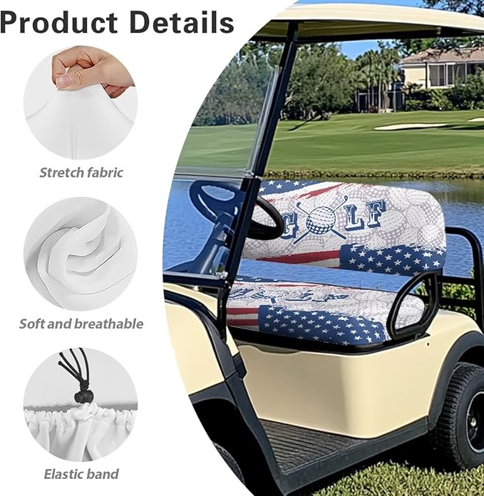 Fashion Print Golf Cart Seat Covers 2 Passenger Golf Cart Backrest Cover Golf Cart Seat Towel Gift for Friends