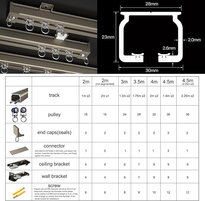 Aluminum Alloy Silent Curtain Tracks Ceiling Or Wall Mounted Curtain Rail Drapes Rail Room Dividers Sliding Curtain Rail (champagne, 3.5m)