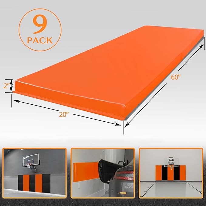 PROGOAL Gym Wall Paddings Basketball Court Wall Protection Pad - 2”Thick Foam Wall Mat Durable Protector for Wall-Mounted Basketball Hoops Garage Taekwondo（60" Lx20 W）