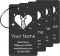 4 Pack Personalized Luggage Tags, Custom Engraved Aluminum Luggage Tags with Your Personalized Text, Waterproof Metal Name Tags with Steel Loop for Bags, Suitcase, Baggage, Backpack (Black, Large)