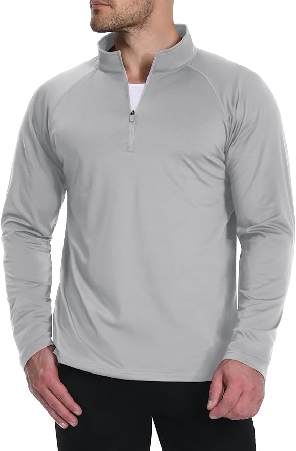 Boladeci Men's Quarter Zip Pullover Premium Fleece Lined Long Sleeve Golf Shirts Warm Hiking Shirts Lightweight Sweatshirts